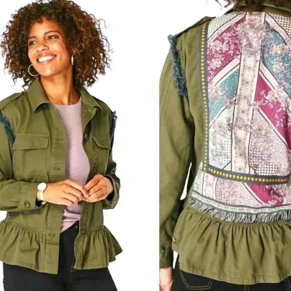 MATILDA JANE Jacket Moments with You Size XS Army Green Pockets Patchwork. - Picture 1 of 14